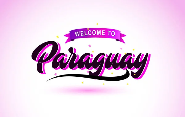 Paraguay Bienvenido Creative Text Fuente Manuscrita Con Colores Rosa Púrpura — Archivo Imágenes Vectoriales