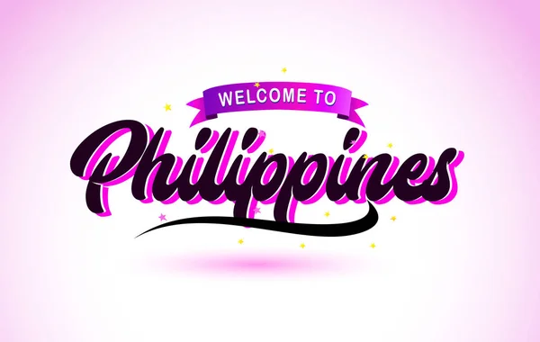 Filipinas Bienvenido Creative Text Fuente Manuscrita Con Púrpura Rosa Colores — Vector de stock