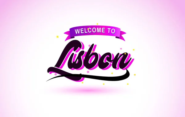 Καλώς Ήλθατε Στο Δημιουργικό Κείμενο Της Λισαβόνας Χειρόγραφη Γραμματοσειρά Μωβ — Διανυσματικό Αρχείο