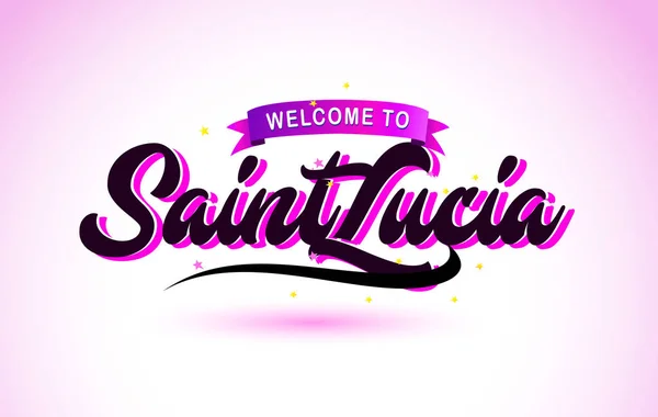 Saintlucia Bienvenido Fuente Texto Creativo Escrito Mano Con Colores Rosa — Vector de stock