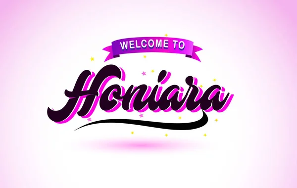 Honiara Bienvenido Fuente Texto Creativo Escrito Mano Con Colores Rosa — Vector de stock