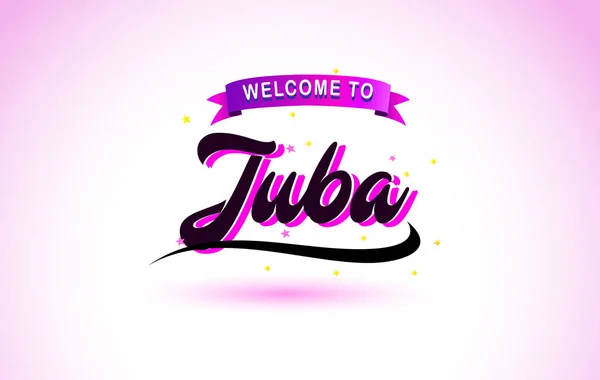 Juba Bienvenido Fuente Texto Creativo Escrito Mano Con Colores Rosa — Vector de stock