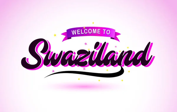 Swazilandia Bienvenido Fuente Texto Creativo Escrito Mano Con Colores Rosa — Vector de stock