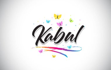 Kabil vektör Word metni ve renkli kelebekler ile el yazısı