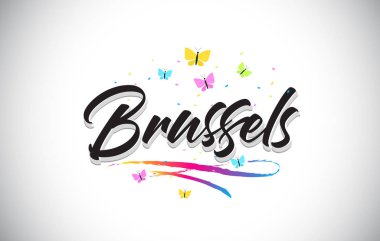 Brüksel kelebekler ve renk vektör Word metin el yazısı