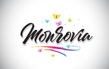 Monrovia kelebekler ve renk vektör Word metin el yazısı