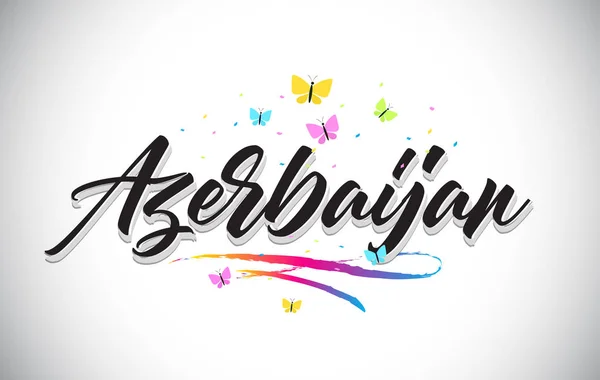 Azerbajdzjan handskrivna vektor Word Text med fjärilar och Col — Stock vektor