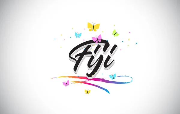 Fidži vlastnoruční vektorové slovo Text s motýly a barevné — Stockový vektor