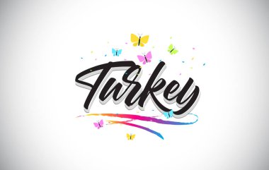 Vektör Word metni kelebekler ve Colorfu ile Türkiye'de el yazısı