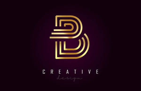 B goldenen Buchstaben Logo Monogramm Vektor-Design. kreatives b gold erfüllt — Stockvektor