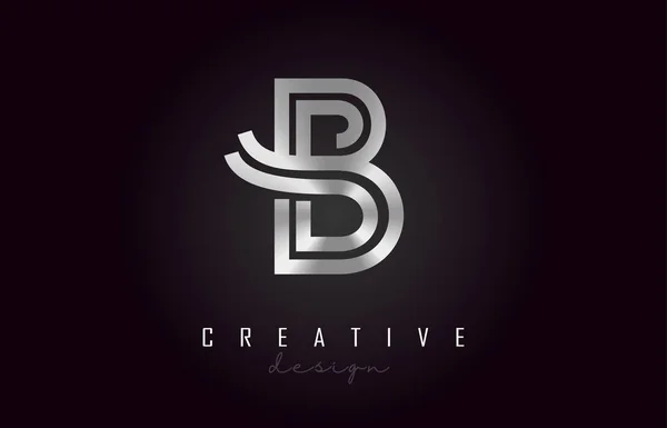 B silbernen Buchstaben Logo Monogramm Vektor-Design. kreativ b silber m — Stockvektor