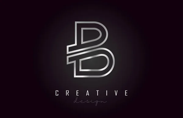 B stříbrné písmeno Logo Monogram vektorový Design. Creative B stříbrná M — Stockový vektor