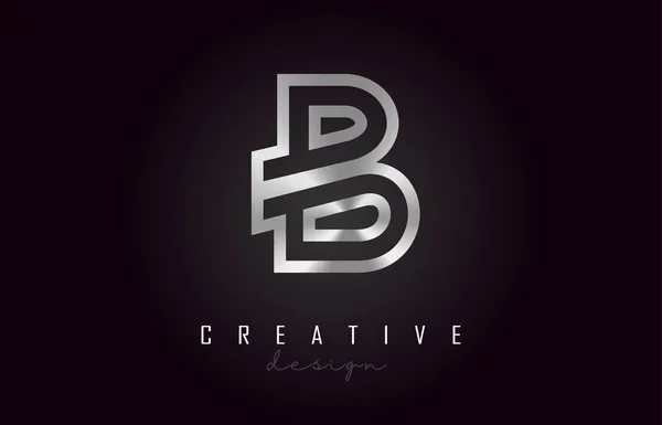 B stříbrné písmeno Logo Monogram vektorový Design. Creative B stříbrná M — Stockový vektor