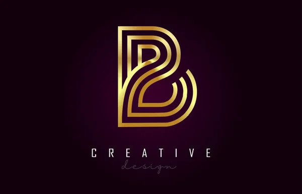 B goldenen Buchstaben Logo Monogramm Vektor-Design. kreatives b gold erfüllt — Stockvektor