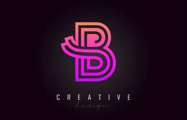 B Purple Letter Logo Monogram Vector Design. Creative B Vibrant — Stock Vector