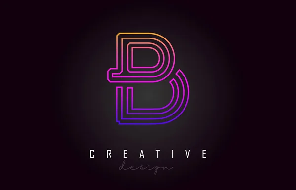 B lila bokstav Monogram vektor Logotypdesign. Kreativa B pulserande — Stock vektor