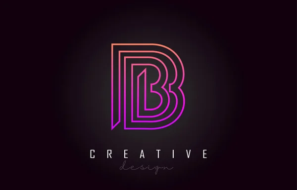 B lila Buchstaben Logo Monogramm Vektor-Design. kreatives b lebendig — Stockvektor