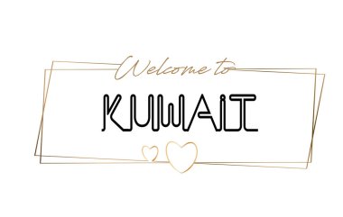 Hoşgeldiniz Kuveyt metin Neon yazı tipografi için. Word için logo