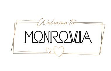 Hoşgeldiniz Monrovia metin Neon yazı tipografi için. Lo için word