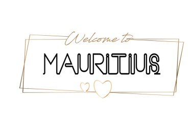 Hoşgeldiniz Mauritius metin Neon yazı tipografi için. L Word