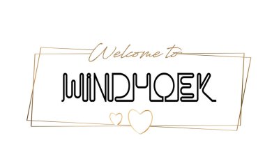 Hoşgeldiniz Windhoek metin Neon yazı tipografi için. Lo için word