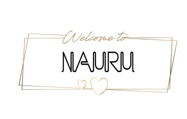 Hoşgeldiniz Nauru metin Neon yazı tipografi için. Logot için Word
