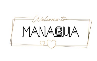 Managua hoş geldiniz metin Neon yazı tipografi. Günlük için Word