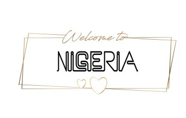 Hoşgeldiniz Nijerya metin Neon yazı tipografi için. Günlük için Word