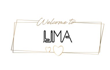 Hoşgeldiniz Lima metin Neon yazı tipografi için. Logoty için Word