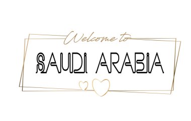 Saudiarabia metin Neon yazı tipografi hoş geldiniz. Word için