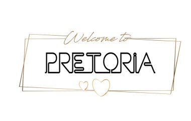 Pretoria hoş geldiniz metin Neon yazı tipografi. Lo için word