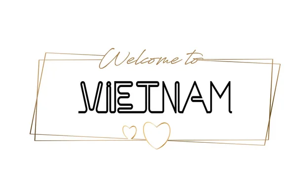 Vietnam Bienvenido al texto Tipografía de letras de neón. Palabra por palabra — Vector de stock