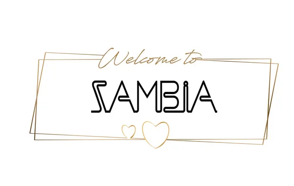 Zambia Bienvenido al texto Tipografía de letras de neón. Palabra para logo — Vector de stock