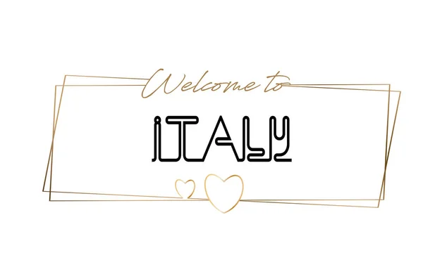 Italia Bienvenido al texto Tipografía de letras de neón. Palabra para logot — Vector de stock