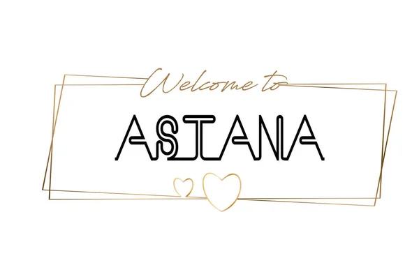 Astana Bienvenido al texto Tipografía de letras de neón. Palabra para logo — Vector de stock