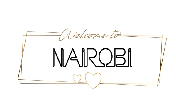 Nairobi Bem-vindo ao texto Neon tipografia letras. Palavra para log — Vetor de Stock