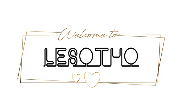 Lesotho Bienvenido al texto Tipografía de letras de neón. Palabra por palabra — Vector de stock