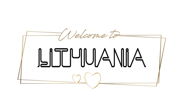 Lituania Bienvenido al texto Tipografía de letras de neón. Palabra para l — Vector de stock
