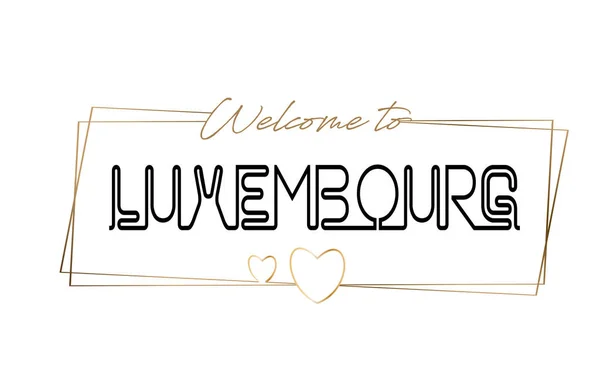 Luxembourg willkommen zu text neon letter typografie. Wort für — Stockvektor