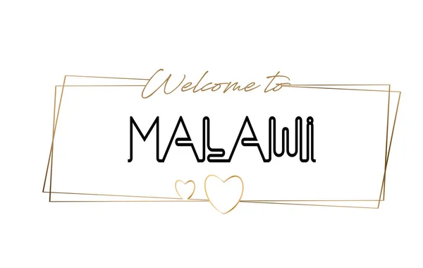 Malawi Bienvenido al texto Tipografía de letras de neón. Palabra para logo — Vector de stock