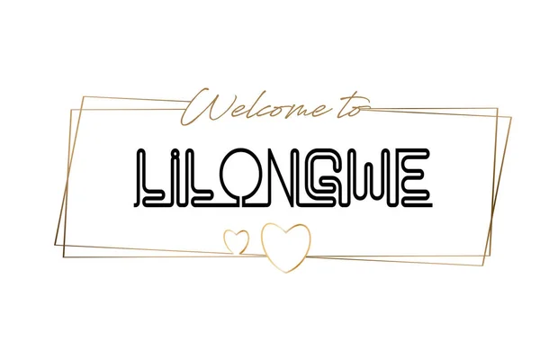 Lilongwe Bienvenido al texto Tipografía de letras de neón. Palabra para lo — Vector de stock