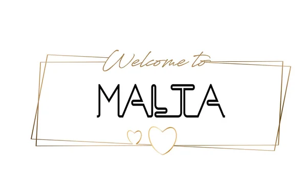 Malta Bienvenido al texto Tipografía de letras de neón. Palabra para logot — Vector de stock