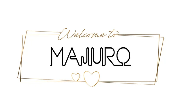 Majuro Bienvenido al texto Tipografía de letras de neón. Palabra para logo — Vector de stock