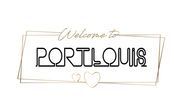 PortLouis Bienvenido a texto Tipografía de letras de neón. Palabra para l — Vector de stock