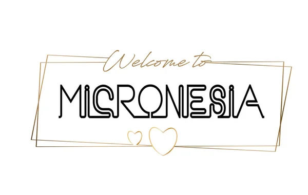 ミクロネシアへようこそネオン レタリング文字体裁のテキストにします。ための単語 — ストックベクタ