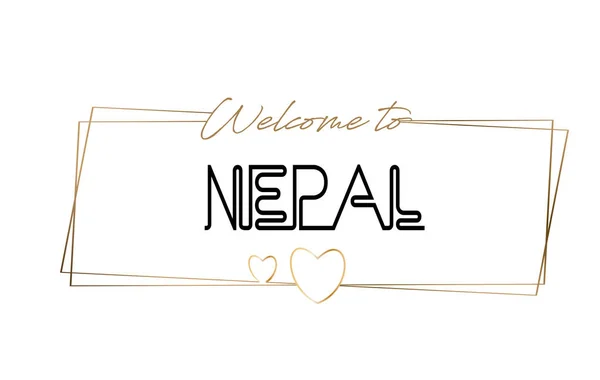 Nepal Zapraszamy do tekstu neonowy napis Typografia. Słowo logot — Wektor stockowy