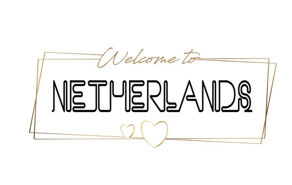 Netherlands  Welcome to text Neon lettering typography. Word for — Stock Vector