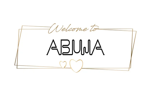 Abuja Bienvenido al texto Tipografía de letras de neón. Palabra para logot — Vector de stock