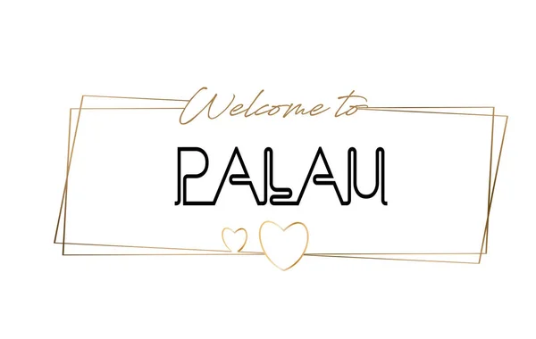 Welkom bij tekst Neon letters typografie Palau. Woord voor logot — Stockvector