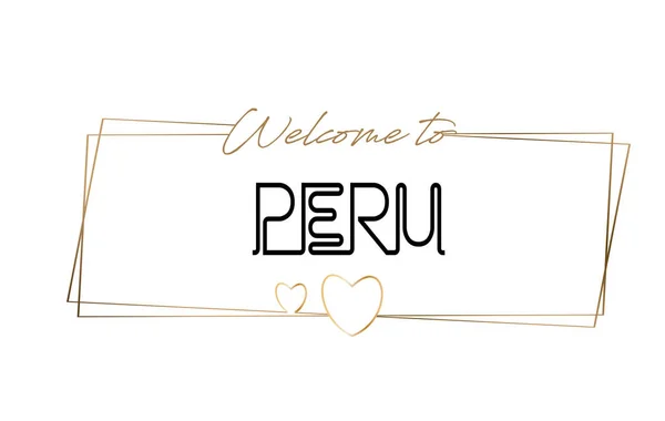 Perú Bienvenido al texto Tipografía de letras de neón. Palabra para logo — Vector de stock